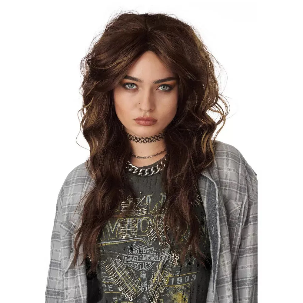 90'S Grunge Rocker Adult Wig (Brunette)