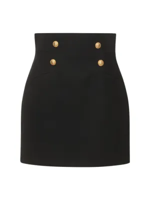 Balmain   Wool grain de poudre mini skirt 