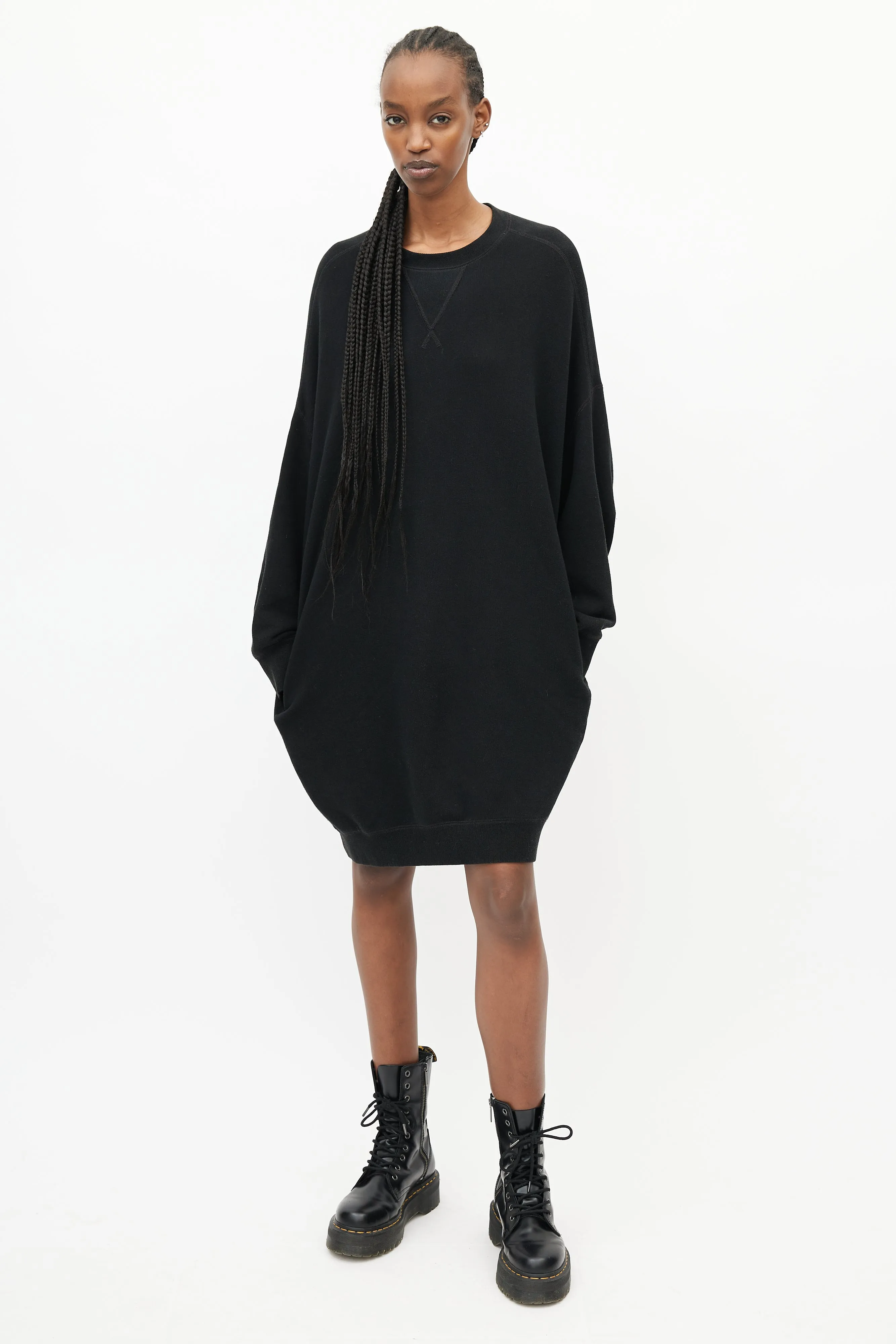 Black Grunge Sweatshirt Dress