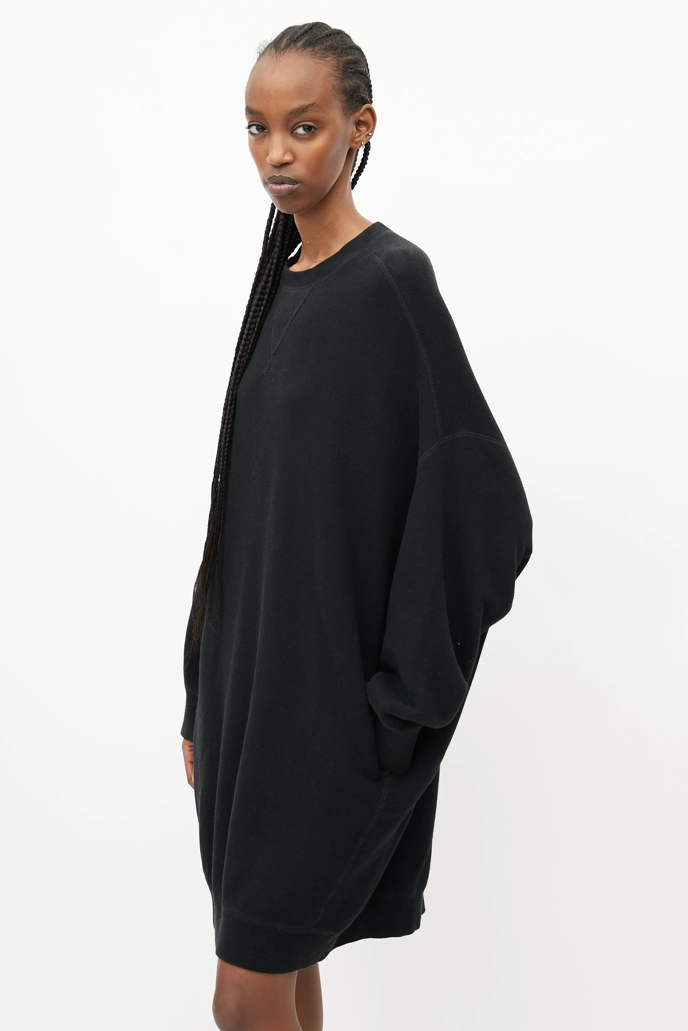 Black Grunge Sweatshirt Dress