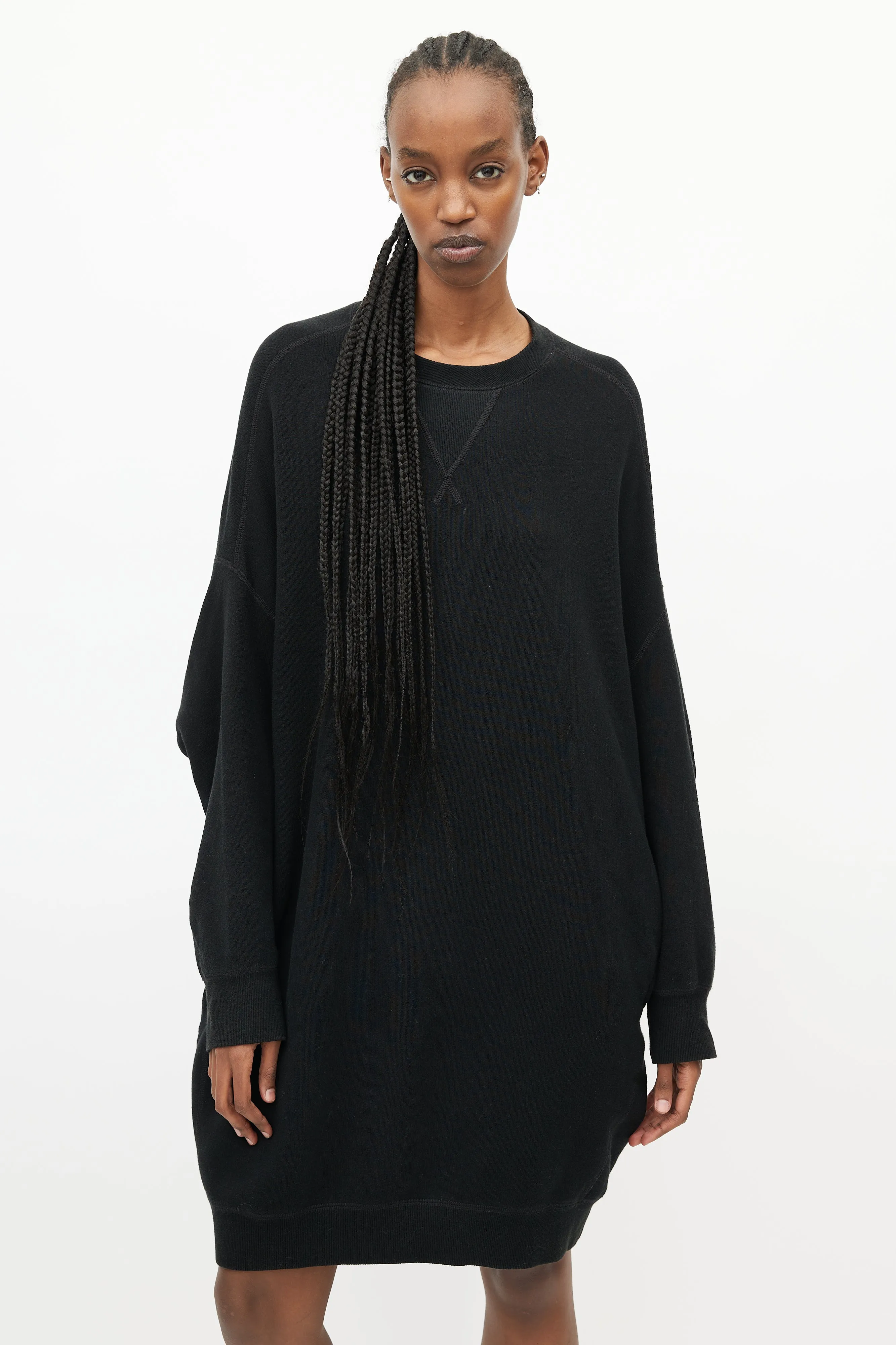 Black Grunge Sweatshirt Dress