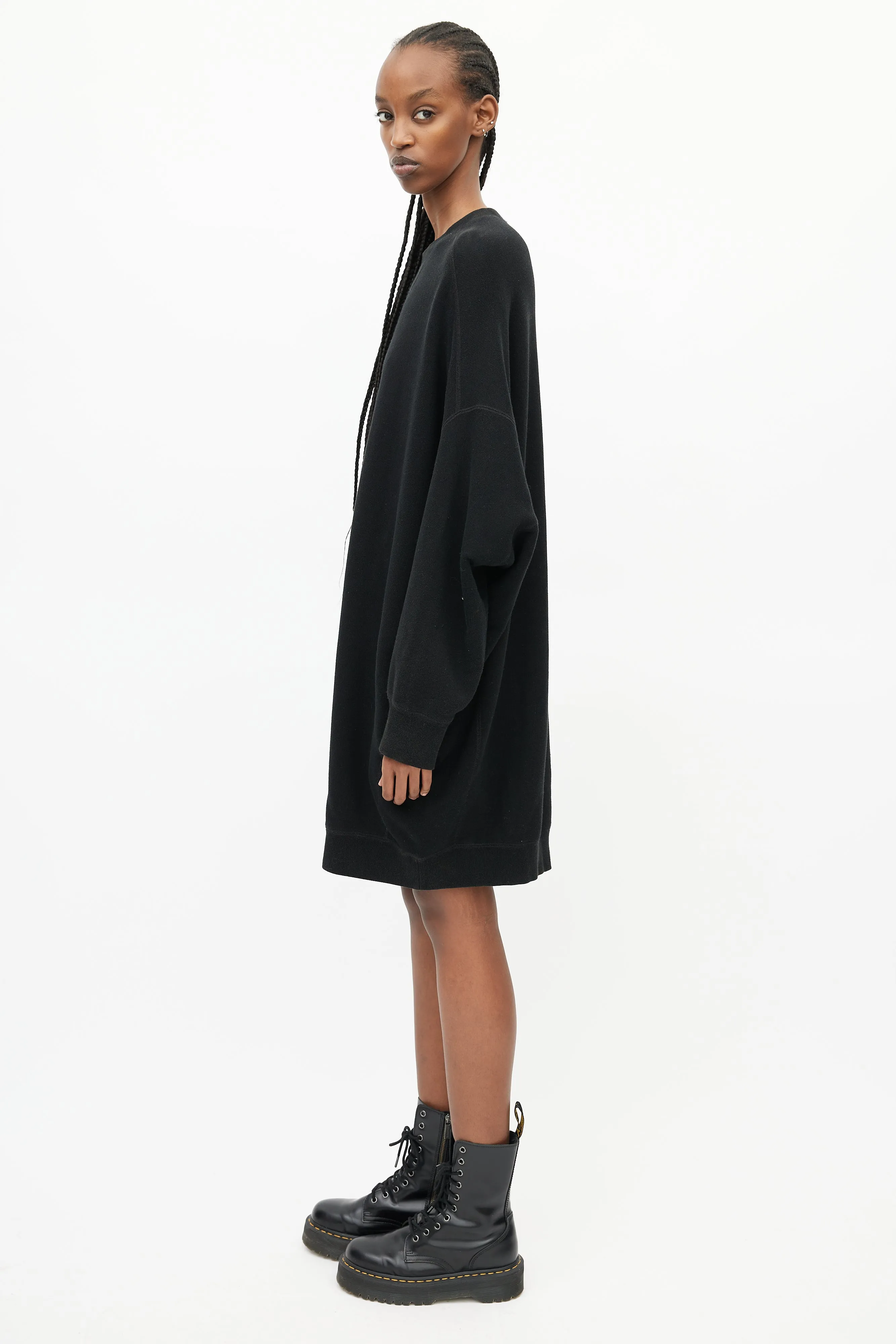Black Grunge Sweatshirt Dress