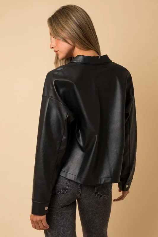 Black Pleather Shacket