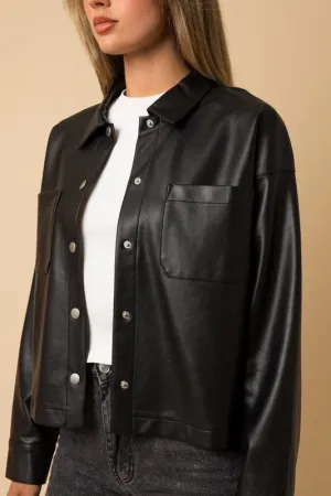 Black Pleather Shacket