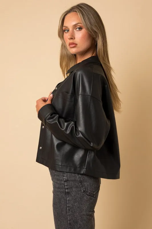 Black Pleather Shacket