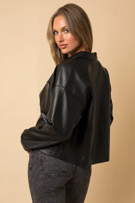 Black Pleather Shacket