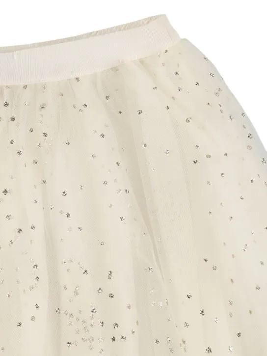 Bonpoint   Glittered stretch tulle &amp; satin skirt 