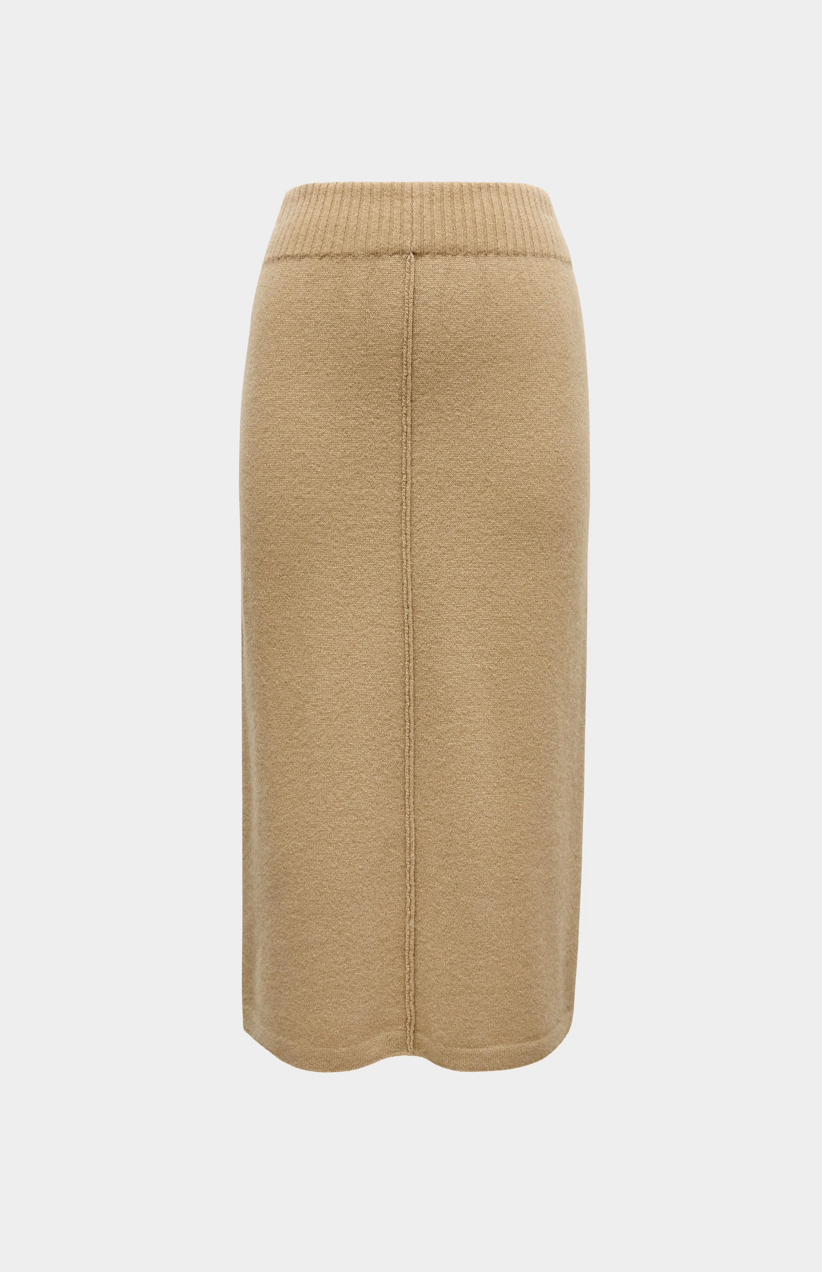 Cashmere Blend Pencil Skirt In Camel