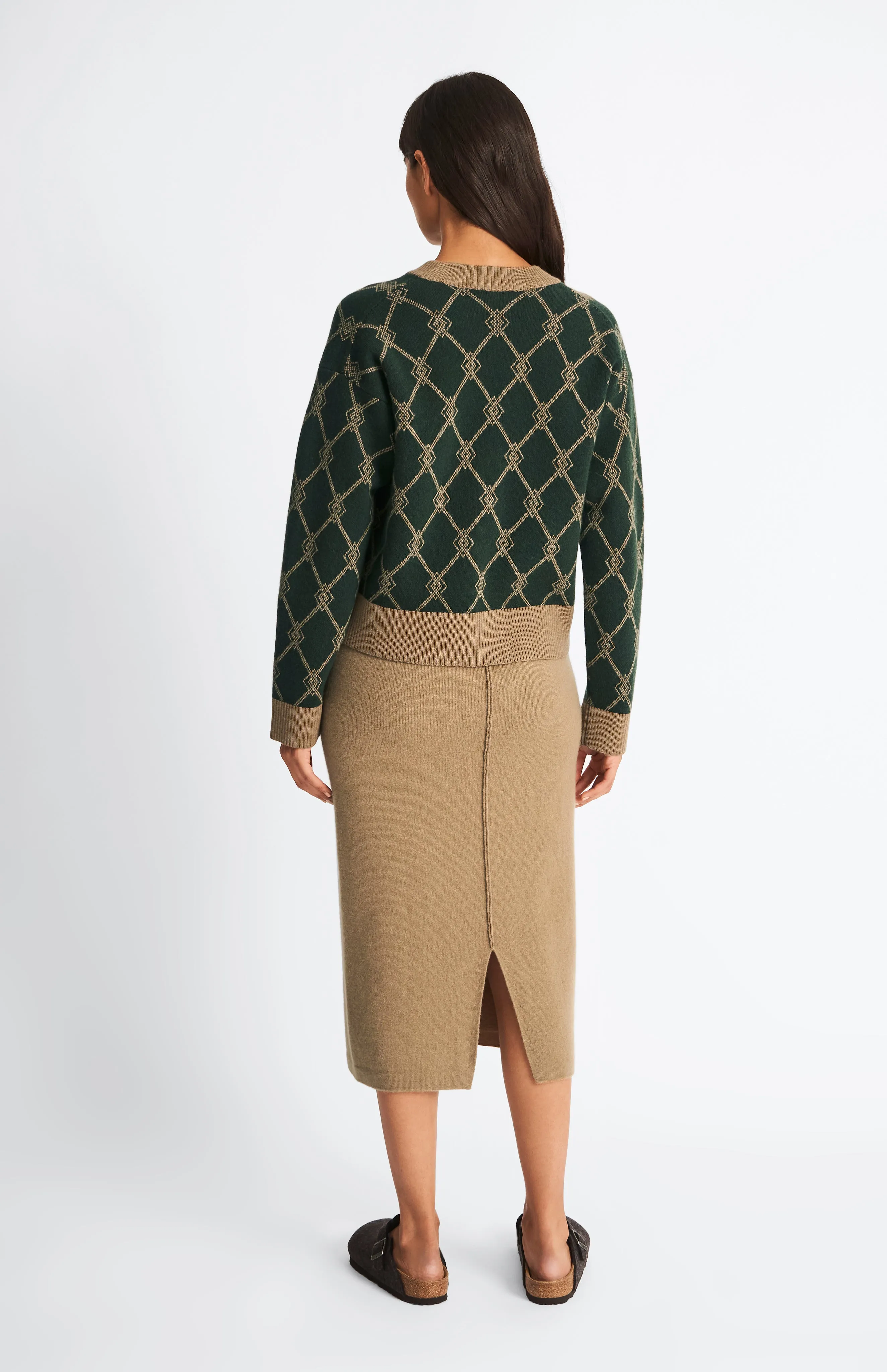 Cashmere Blend Pencil Skirt In Camel