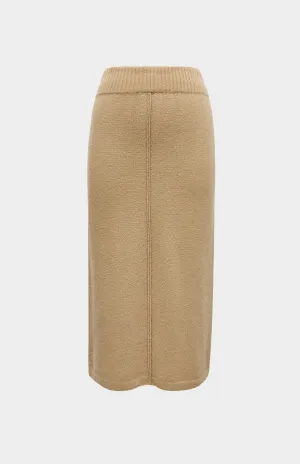 Cashmere Blend Pencil Skirt In Camel