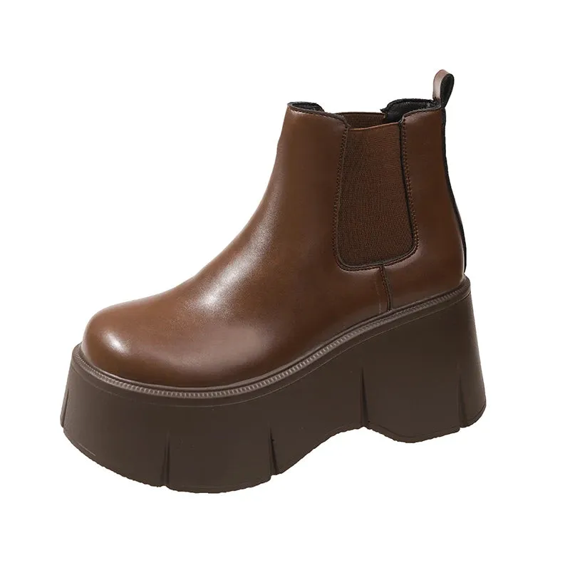 Chunky Plateau-Stiefeletten im Grunge-Stil mit 8cm Absatz