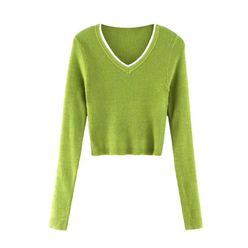 Crop top fairy-grunge mit gerippter Strickware und Rundhalsausschnitt
