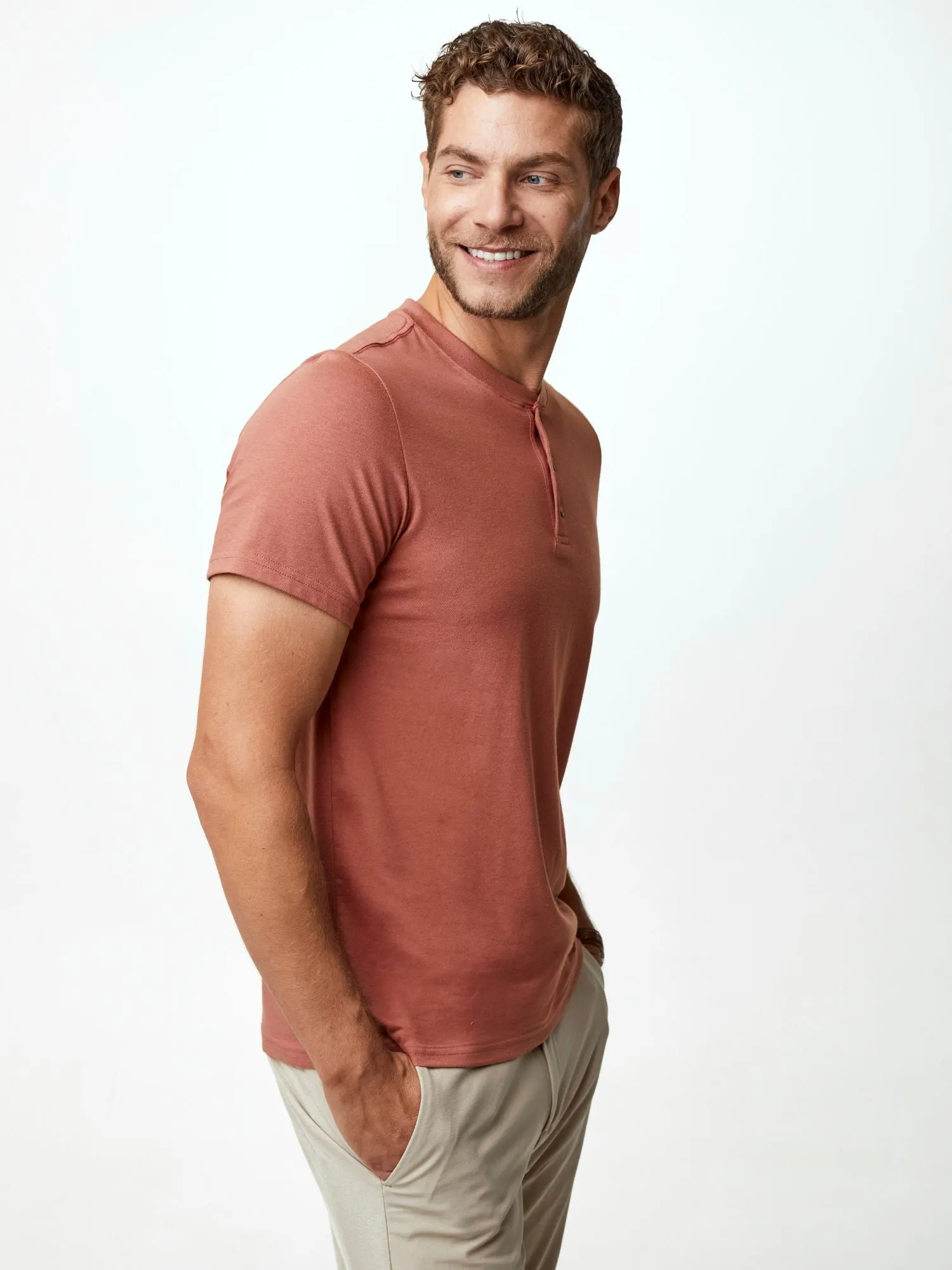 Dune Red Short Sleeve Henley FINAL SALE