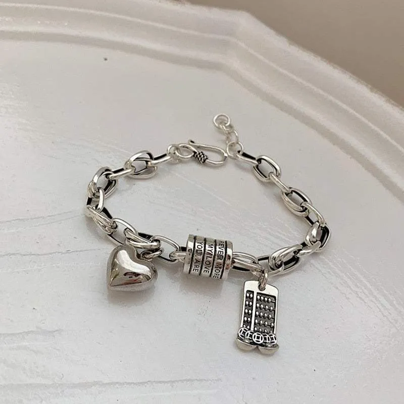 e-girl Armband aus poliertem Silber Originalanhänger