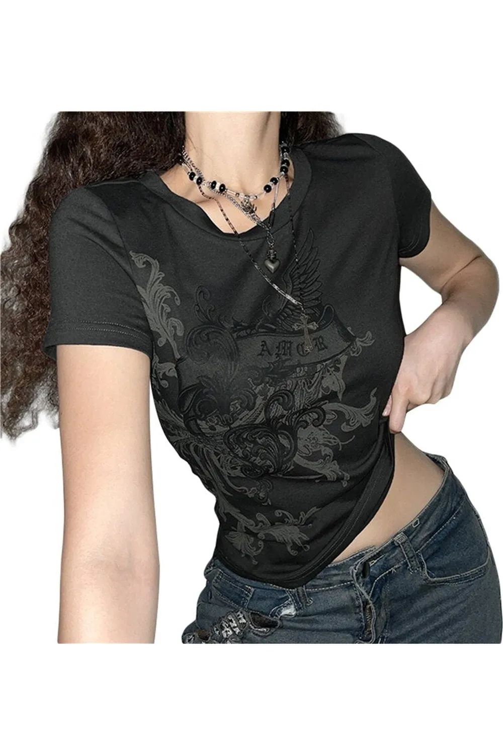 Fairy Grunge Floral Print T-shirt