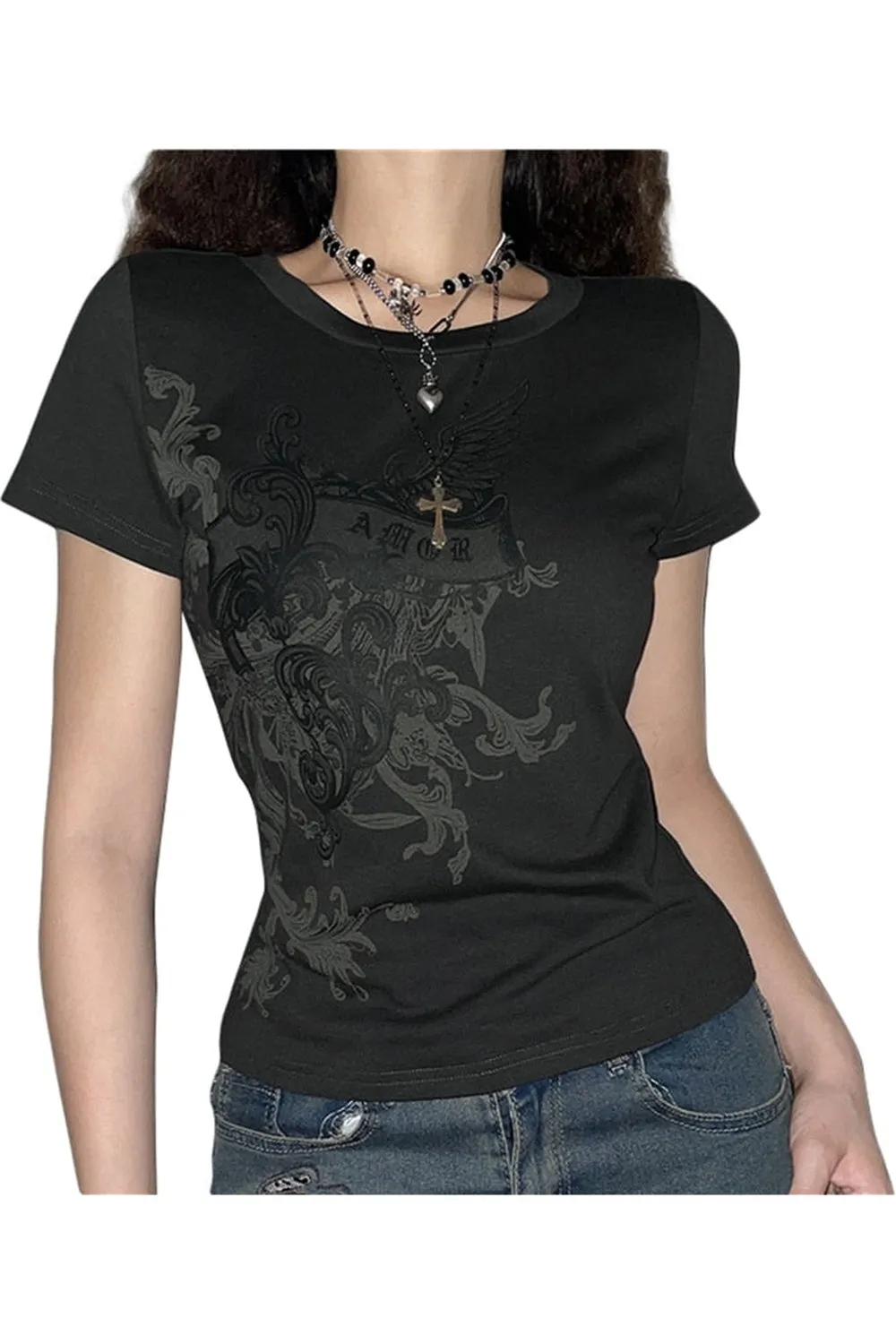 Fairy Grunge Floral Print T-shirt