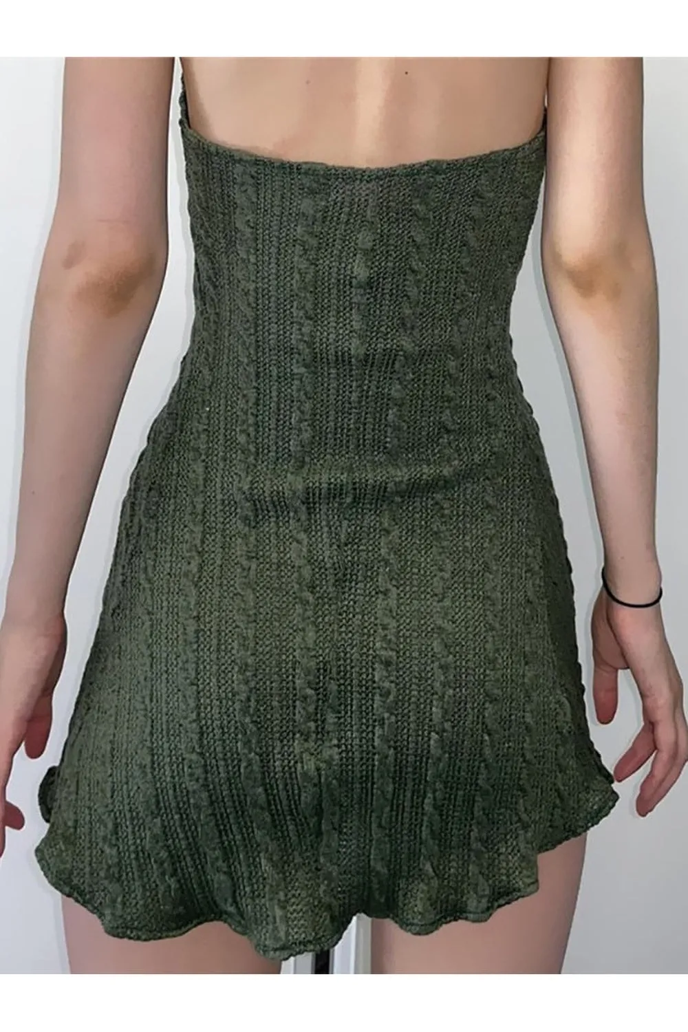 Fairy Grunge Green Folds Mini Dresses