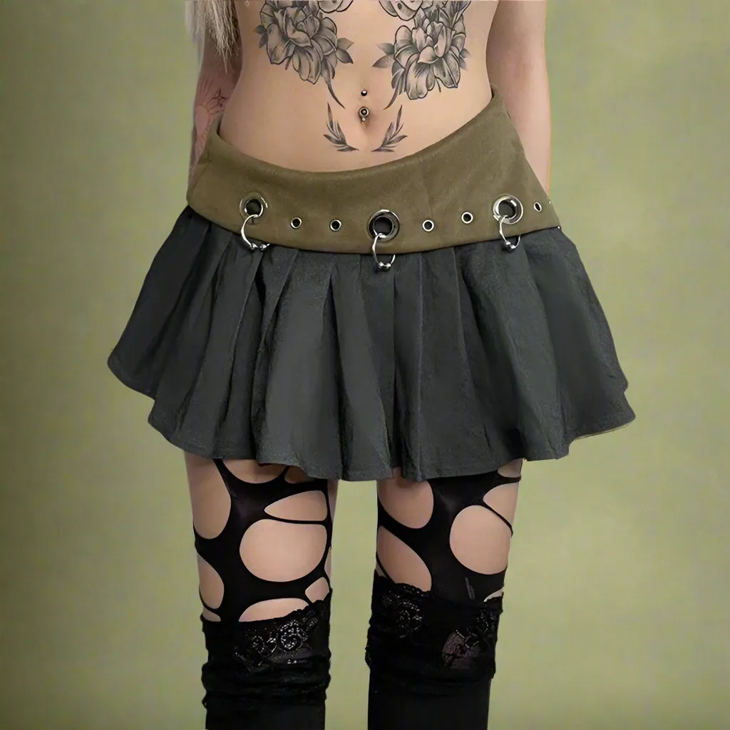 Fairy grunge Grommet Belted Mini Skirt