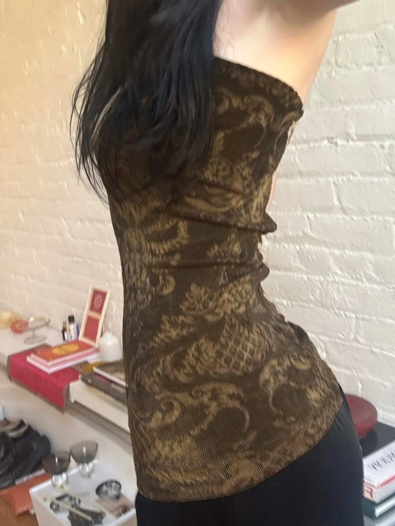 Fairy Grunge Vintage Ripp-Top mit sexy herzförmigem Ausschnitt