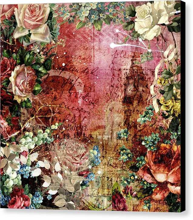 Flower Power - Antique Flower Garden - Canvas Print