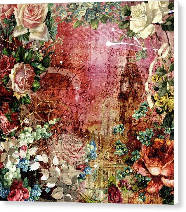 Flower Power - Antique Flower Garden - Canvas Print