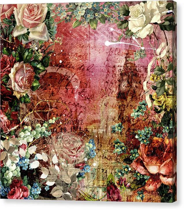 Flower Power - Antique Flower Garden - Canvas Print