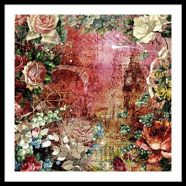 Flower Power - Antique Flower Garden - Framed Print