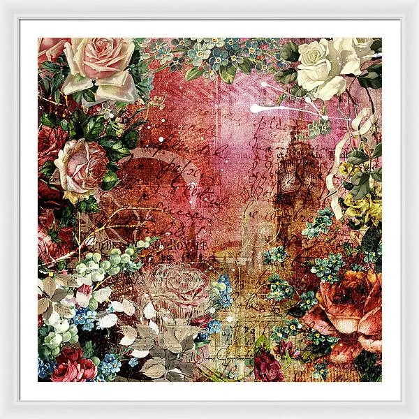 Flower Power - Antique Flower Garden - Framed Print