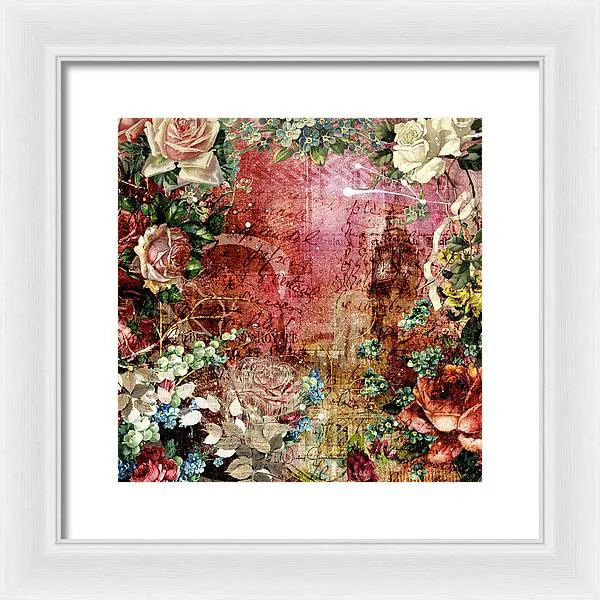 Flower Power - Antique Flower Garden - Framed Print