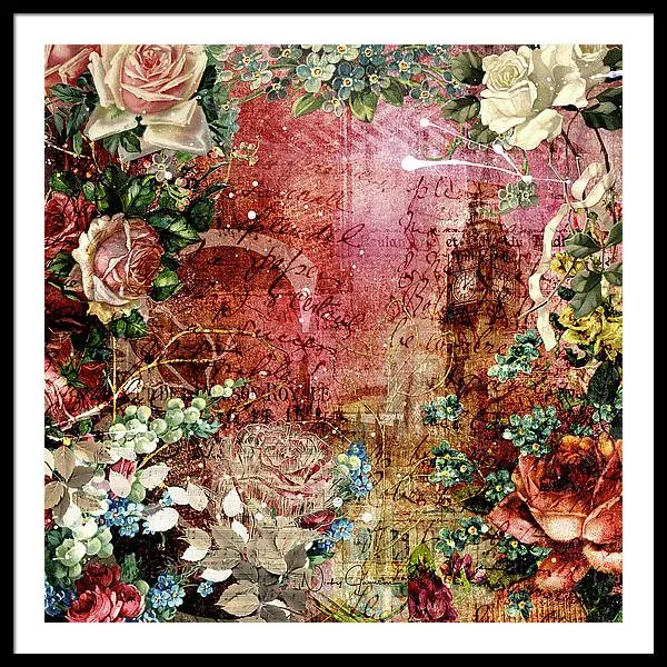 Flower Power - Antique Flower Garden - Framed Print
