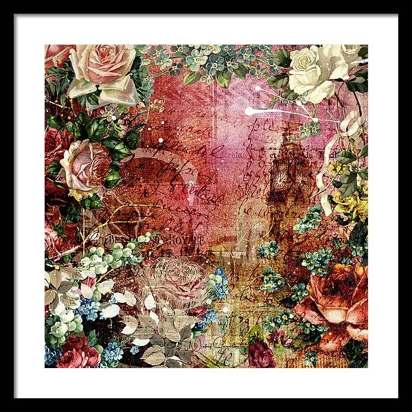 Flower Power - Antique Flower Garden - Framed Print