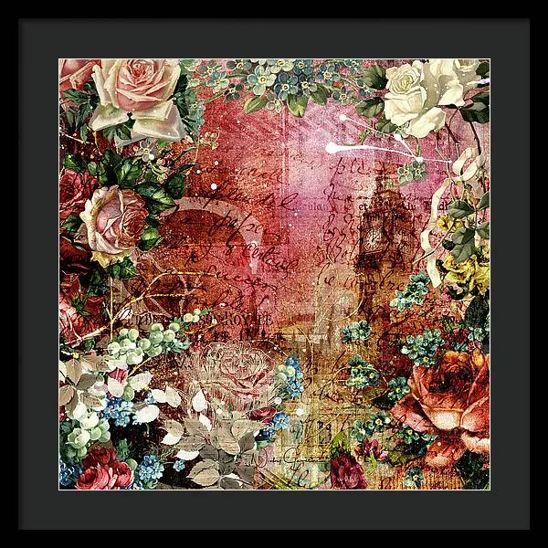 Flower Power - Antique Flower Garden - Framed Print