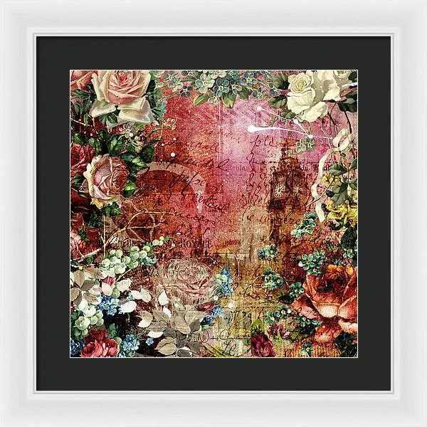 Flower Power - Antique Flower Garden - Framed Print