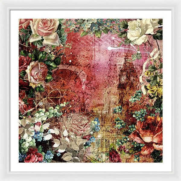 Flower Power - Antique Flower Garden - Framed Print