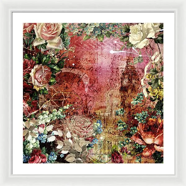 Flower Power - Antique Flower Garden - Framed Print