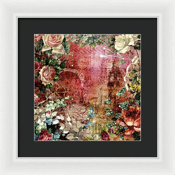 Flower Power - Antique Flower Garden - Framed Print