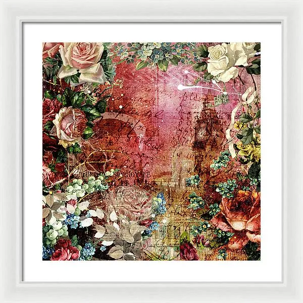 Flower Power - Antique Flower Garden - Framed Print