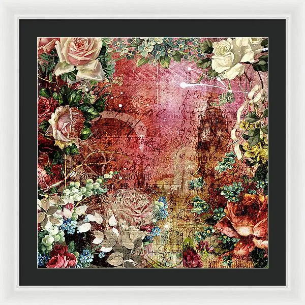 Flower Power - Antique Flower Garden - Framed Print