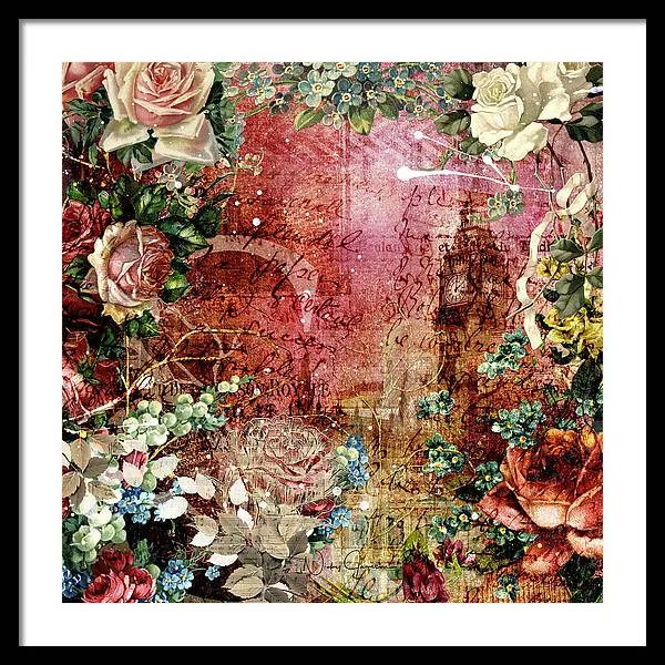 Flower Power - Antique Flower Garden - Framed Print