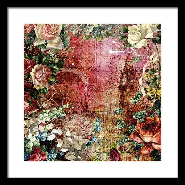 Flower Power - Antique Flower Garden - Framed Print