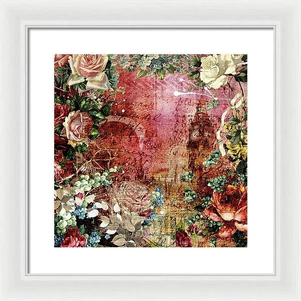 Flower Power - Antique Flower Garden - Framed Print