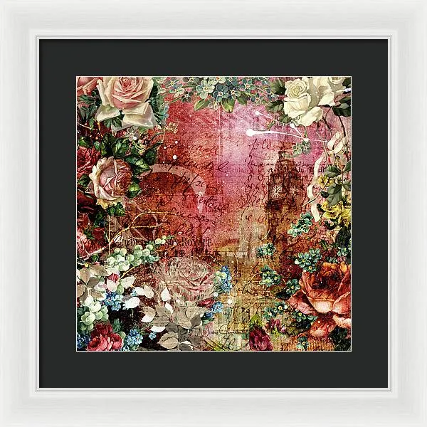Flower Power - Antique Flower Garden - Framed Print