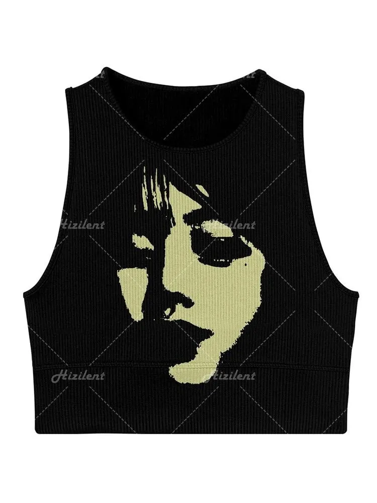 Gothic Ästhetik Crop Top mit Grafikdruck