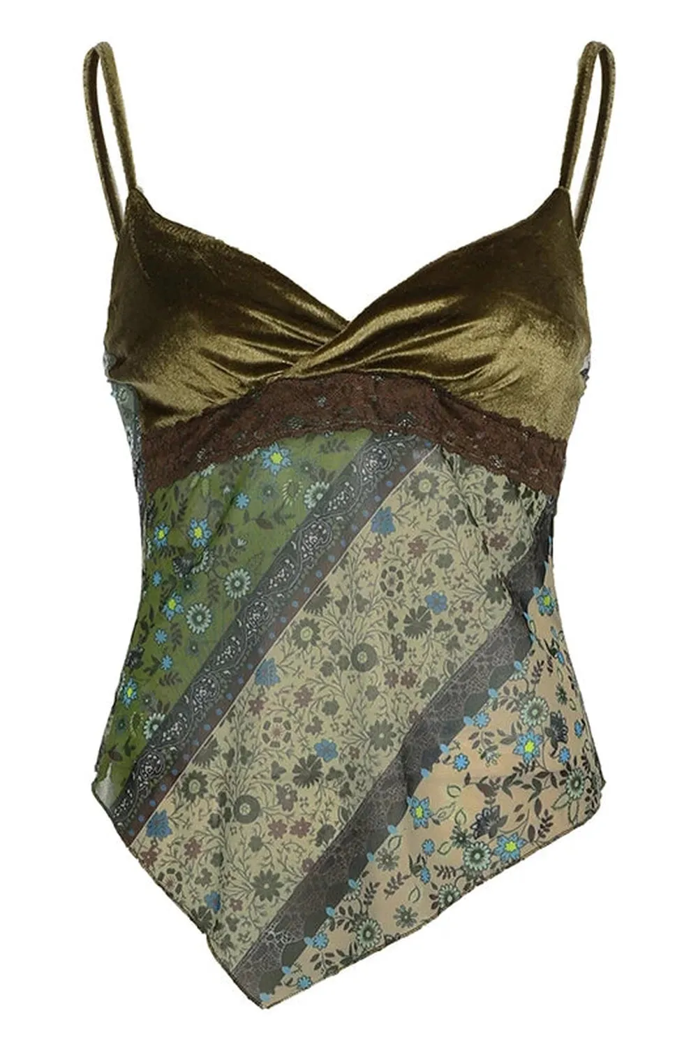 Grunge Floral Asymmetrical Cami Top