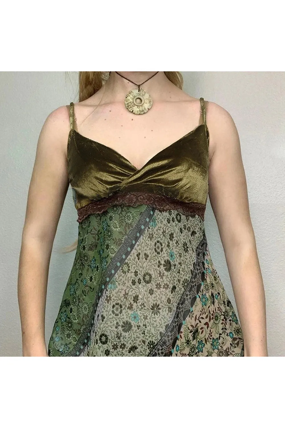 Grunge Floral Asymmetrical Cami Top
