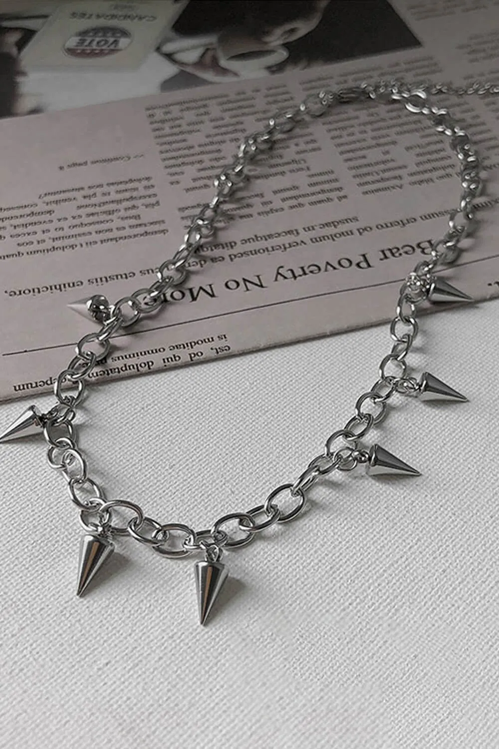 Hanging Spikes Grunge Chain Necklace