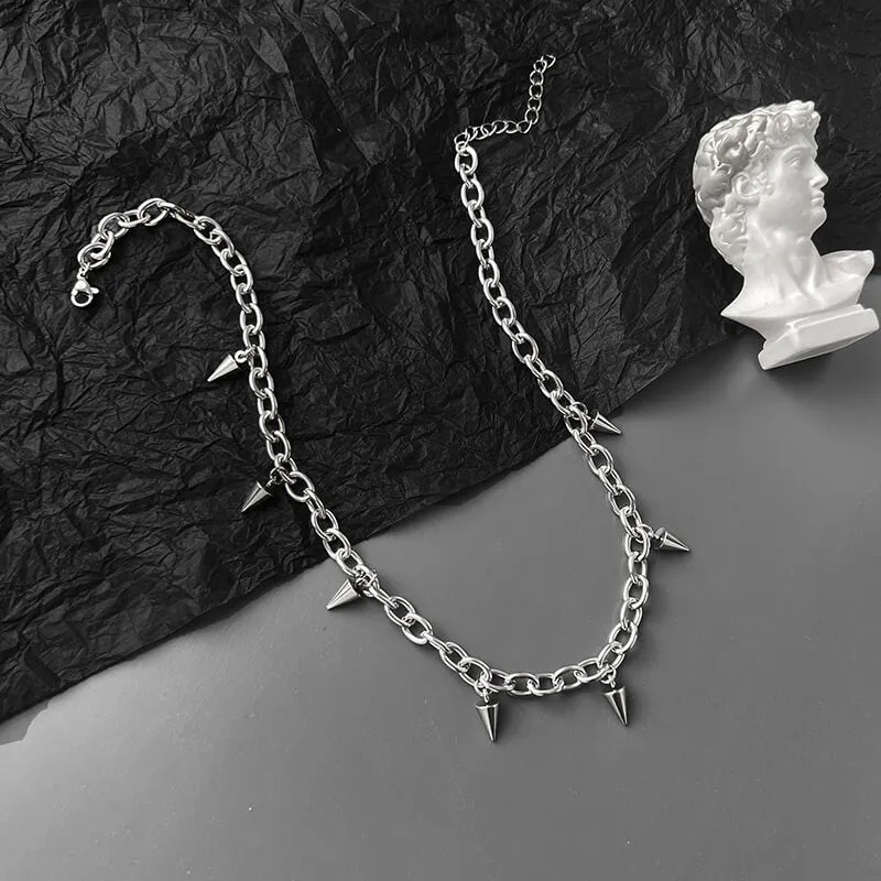 Hanging Spikes Grunge Chain Necklace