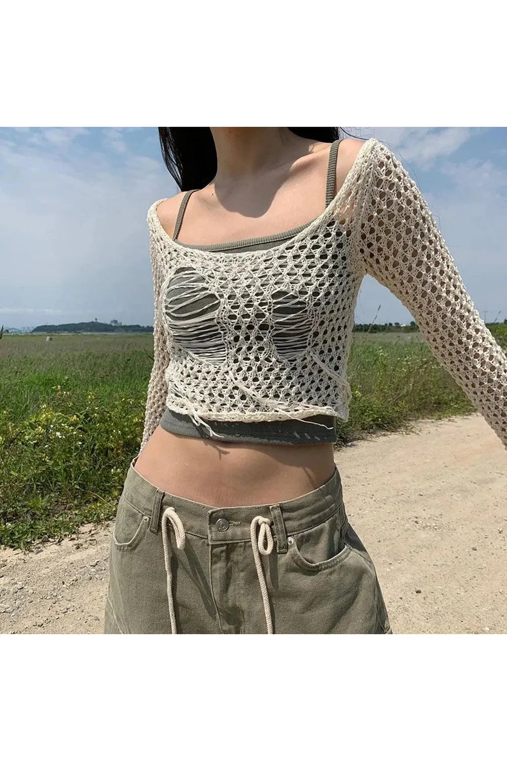 Knit Rib Slash Collar Top