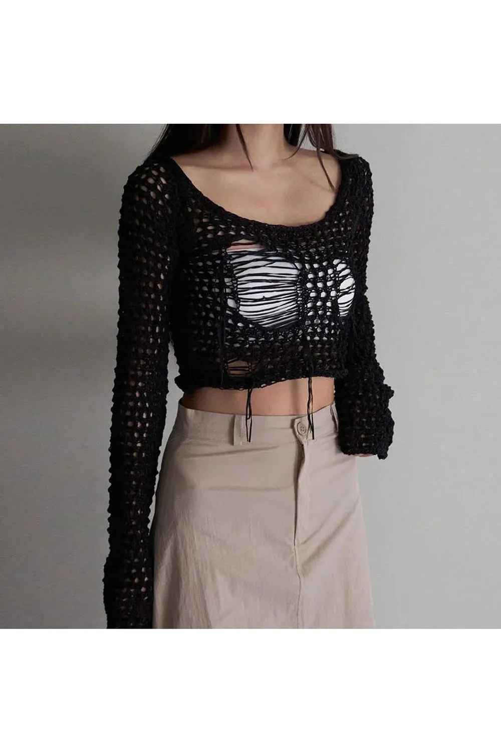 Knit Rib Slash Collar Top