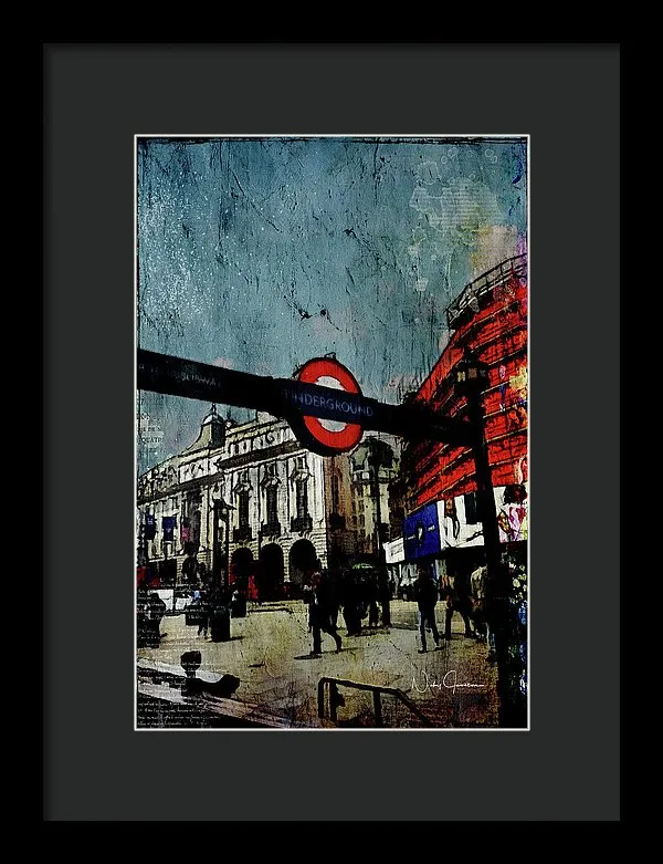 Piccadilly Underground Grunge - Framed Print
